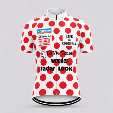 1986 Tour De France KOM Retro Cycling Jersey - Hinault - Short sleeve front