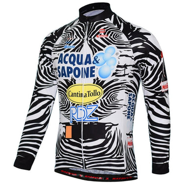 Acqua Sapone Cantina Tollo Zebra Long Sleeve Retro Cycling Jersey Retro Cycling Jersey- Retro Peloton