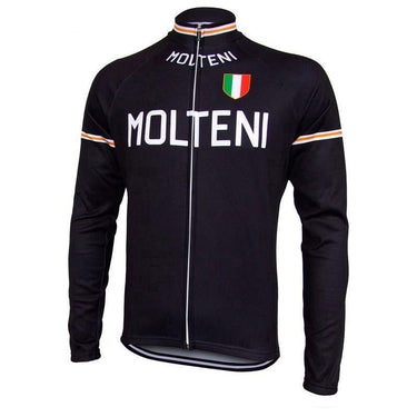 CLEARANCE - Molteni Black Long Sleeve Retro Cycling Jersey EU Clearance - Retro Peloton