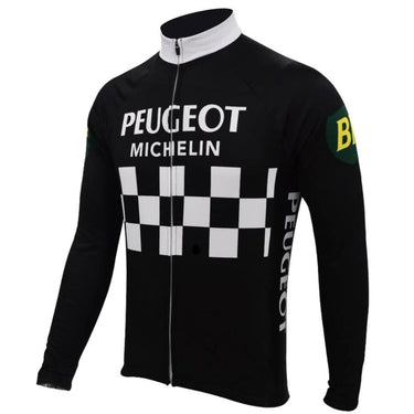 CLEARANCE - Peugeot BP Michelin Long Sleeve Retro Cycling Jersey EU Clearance - Retro Peloton