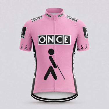 ONCE Pink retro cycling jersey - Short sleeve front