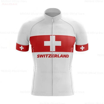 Swiss Small Flag Cycling Jersey Set Retro Cycling Set - Retro Peloton