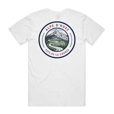 TDLC Alpe D'Huez Premium White T-shirt T-shirt - Retro Peloton