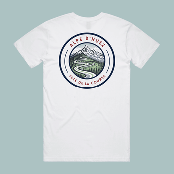 TDLC Alpe D'Huez Premium White T-shirt, front view