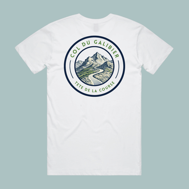 TDLC Col Du Galibier Premium White T-shirt T-shirt- Retro Peloton