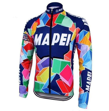 UK CLEARANCE - Mapei Retro Cycling Long Sleeve Jersey UK Clearance- Retro Peloton