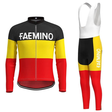 Faemino Retro Cycling Jersey Long Set (With Fleece Option) Retro Cycling Set - Retro Peloton