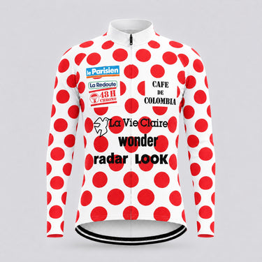 1986 Tour De France KOM Retro Cycling Jersey - Hinault - Long sleeve front