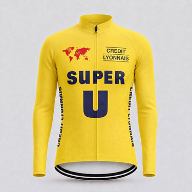 1989 Tour de France Yellow jersey Super U - Fignon Retro Cycling Jersey- Retro Peloton