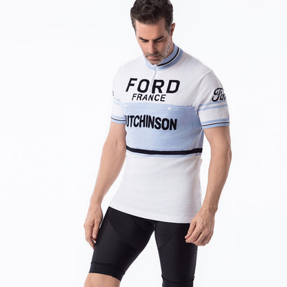 Maillot de cyclisme rétro en laine mérinos Ford France Hutchinson Deluxe