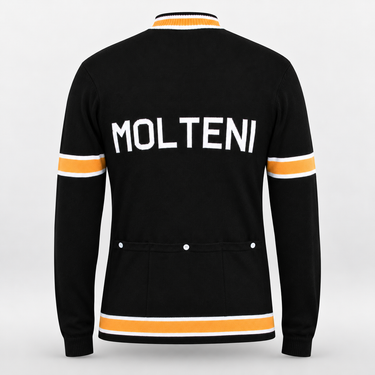 Maillot cycliste rétro Black Molteni Merino Wool Blend - Long Sleeve