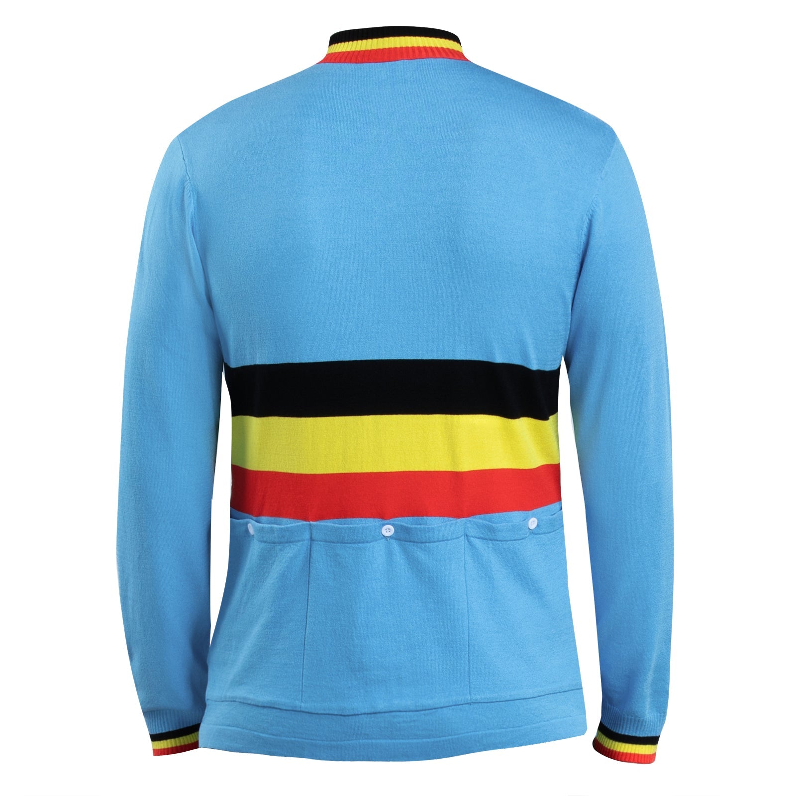 Belgium Team Deluxe Merino Wool Blend - Long Sleeve Retro Cycling Jersey Retro Wool Cycling Jersey - Retro Peloton