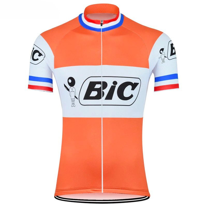 BIC Orange - France Short Sleeve Retro Cycling Jersey Retro Cycling Jersey - Retro Peloton