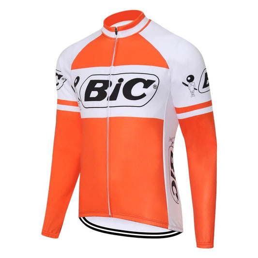 BIC Orange Long Sleeve (With Fleece Option) Retro Cycling Jersey Retro Cycling Jersey - Retro Peloton