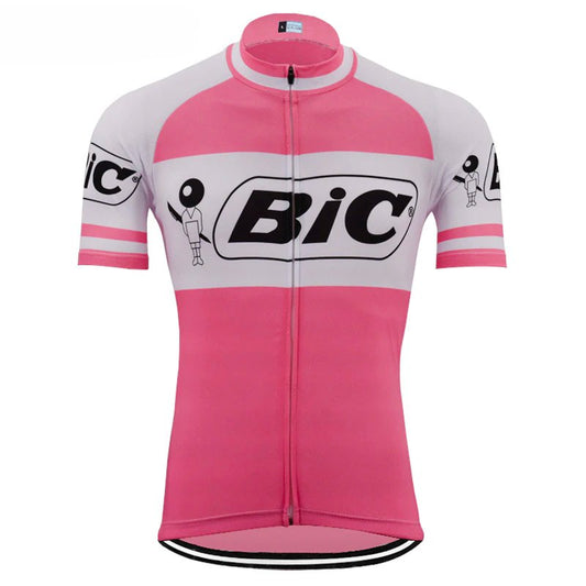 BIC Pink Short Sleeve Retro Cycling Jersey Retro Cycling Jersey - Retro Peloton