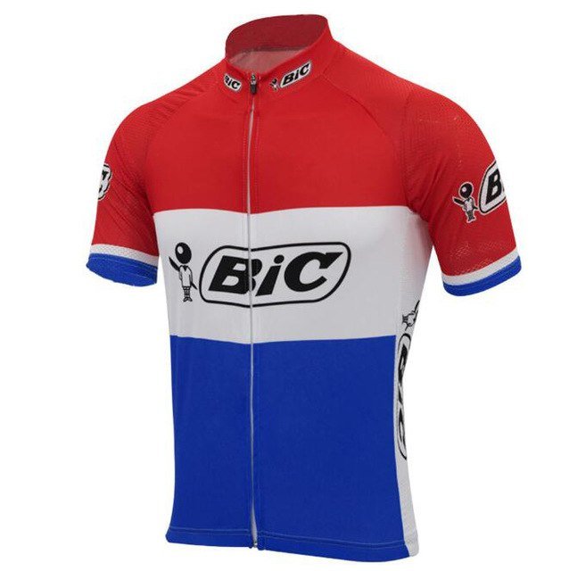 BIC Red - White - Blue Short Sleeve Retro Cycling Jersey Retro Cycling Jersey - Retro Peloton