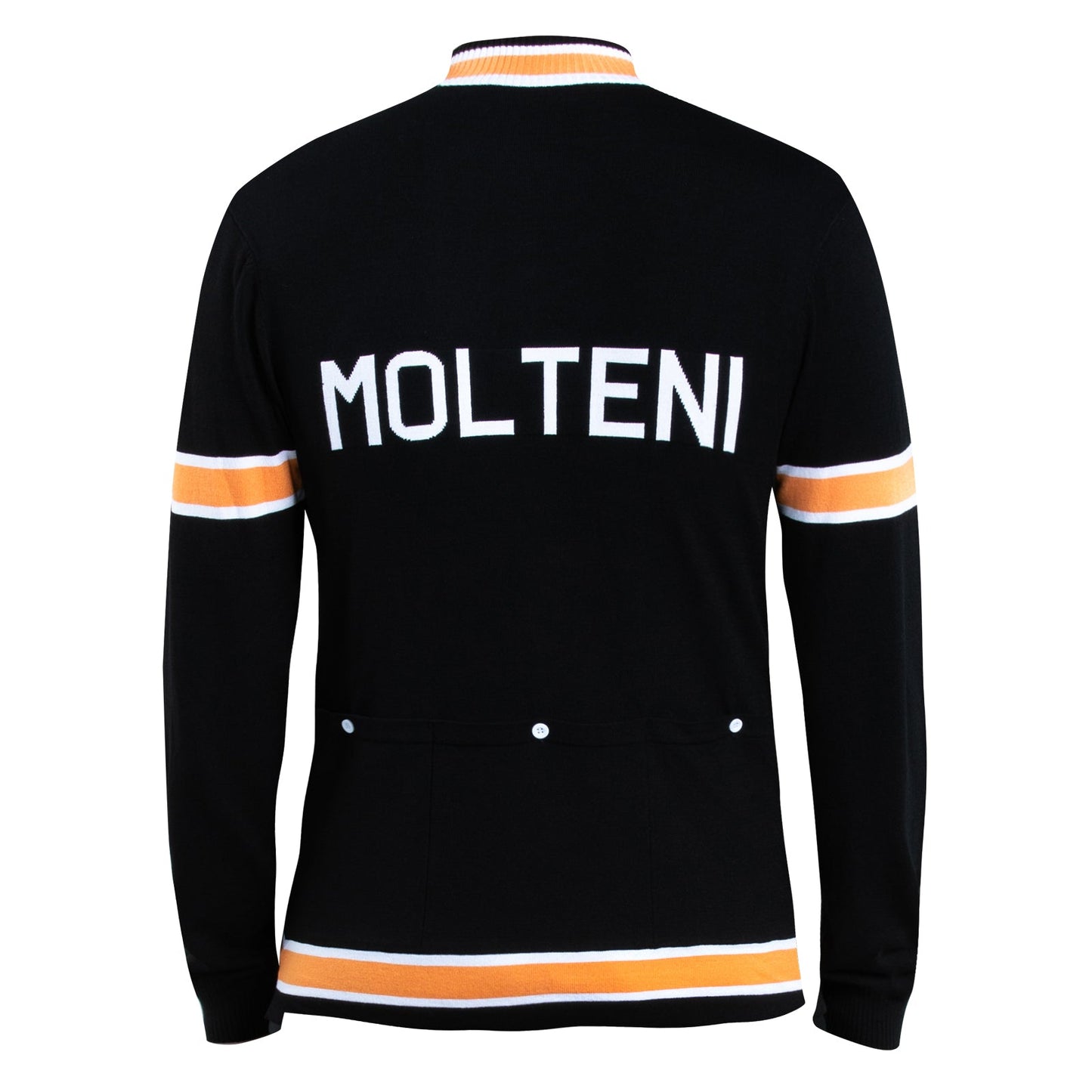 Black Molteni Deluxe Merino Wool Blend - Long Sleeve Retro Cycling Jersey Retro Wool Cycling Jersey - Retro Peloton