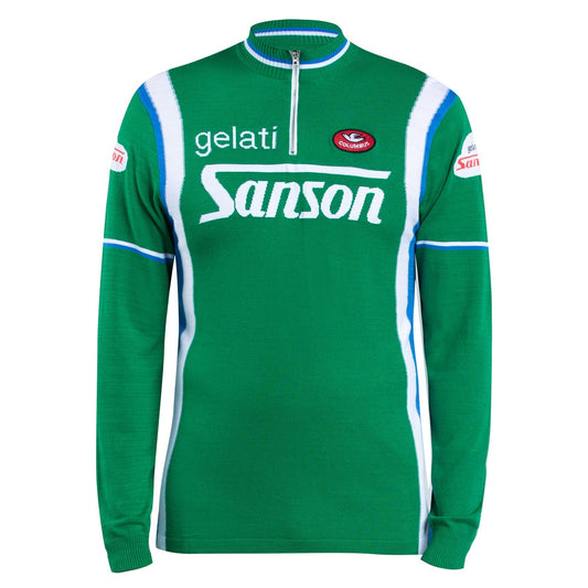 Gelati Sanson Deluxe Merino Wool Blend - Long Sleeve Retro Cycling Jersey Retro Wool Cycling Jersey - Retro Peloton