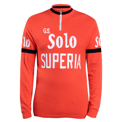 GS Solo Superia Deluxe Merino Wool - Long Sleeve Retro Cycling Jersey Retro Wool Cycling Jersey - Retro Peloton