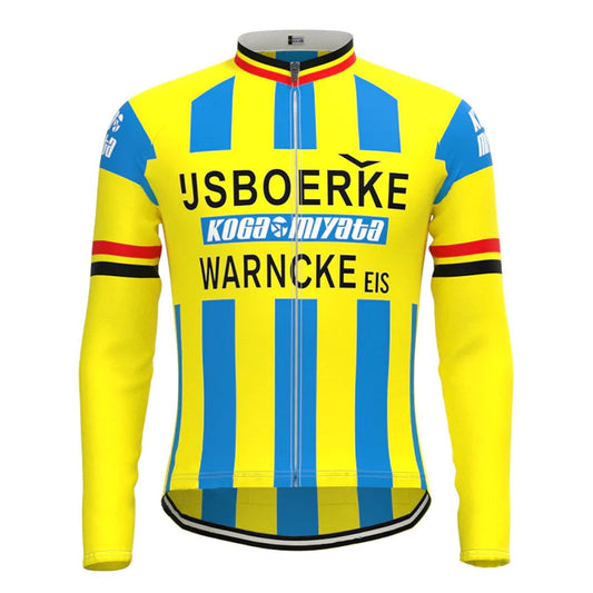 IJsboerke - Warncke Yellow Retro Cycling Jersey (with Fleece Option) Retro Cycling Jersey - Retro Peloton