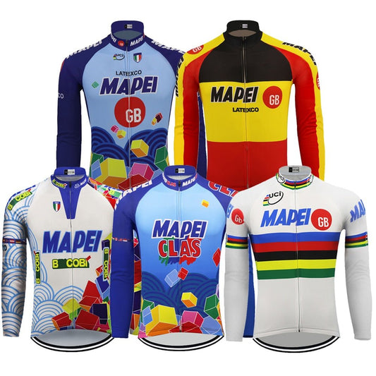 Mapei Retro Cycling Jersey Long Sleeve Retro Cycling Jersey - Retro Peloton