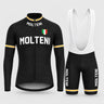 Molteni Retro Cycling Jersey Long Set Black, back view