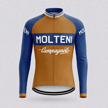 Molteni Brown Retro Cycling Jersey - Long sleeve front
