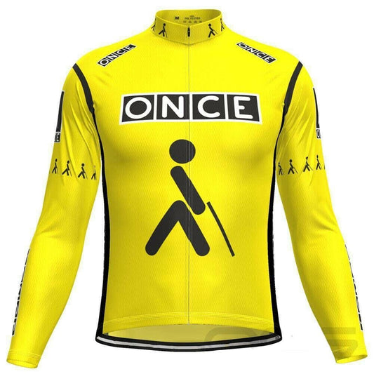 ONCE Yellow Long Sleeve (With Fleece Option) Retro Cycling Jersey Retro Cycling Jersey - Retro Peloton