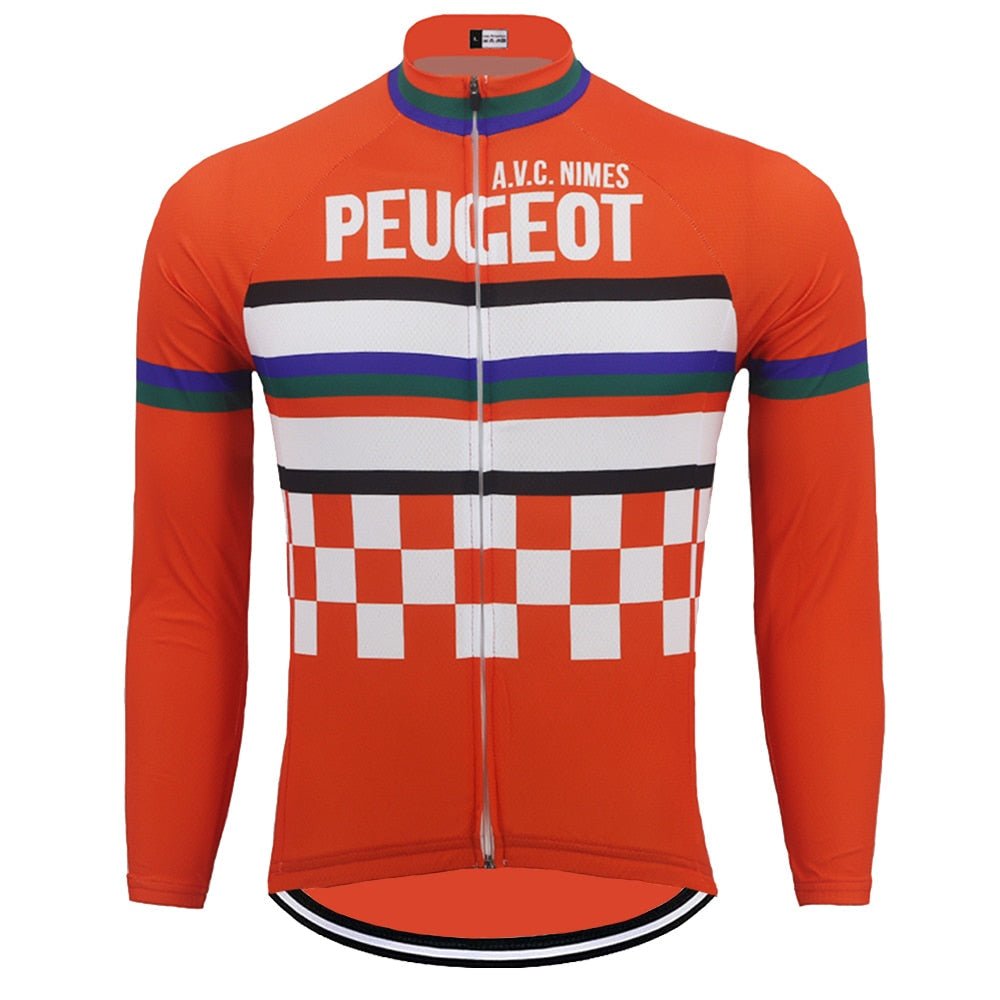 Peugeot A.V.C. Nimes Retro Cycling Jersey (with Fleece Option) Retro Cycling Jersey - Retro Peloton