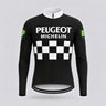 Peugeot BP Michelin Long Sleeve Retro Cycling Jersey - Long sleeve front