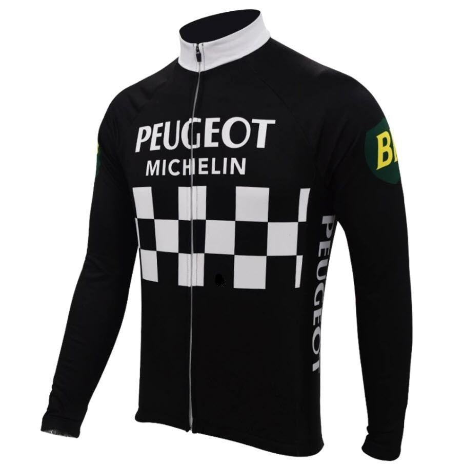 Peugeot BP Michelin Retro Cycling Jersey (with Fleece Option) Retro Cycling Jersey - Retro Peloton