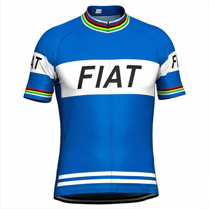 Maillot Cycliste Vintage Bernard Thévenet – Jean Tunesi Bourgoin Fiat, Blanc, Taille M