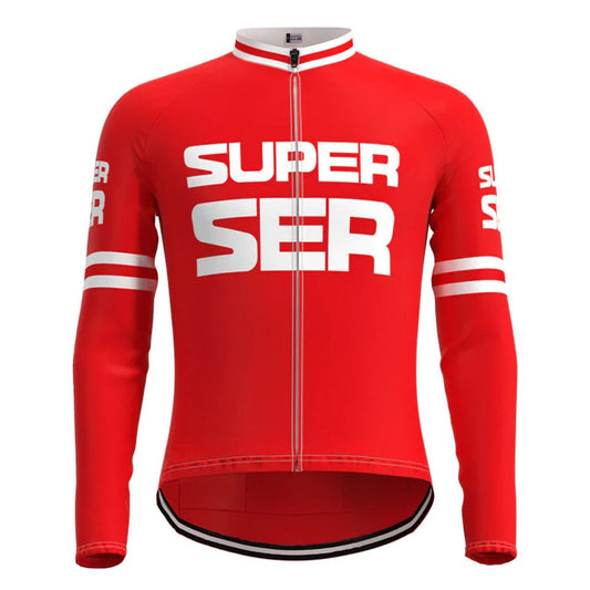 Super Ser Red Retro Cycling Jersey (with Fleece Option) Retro Cycling Jersey - Retro Peloton