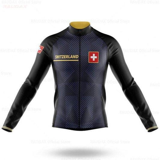 Switzerland Long Sleeve Cycling Jersey Retro Cycling Jersey - Retro Peloton