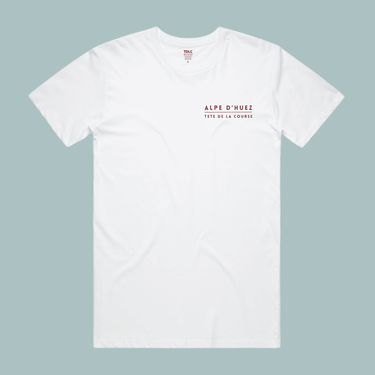 TDLC Alpe D'Huez Premium White T-shirt T-shirt- Retro Peloton