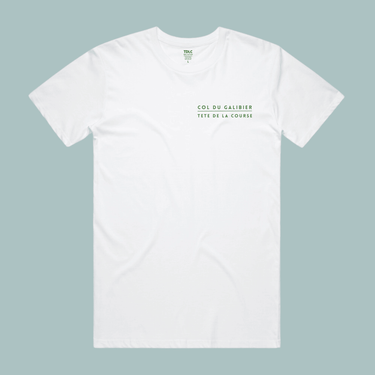 TDLC Col Du Galibier Premium White T-shirt T-shirt- Retro Peloton