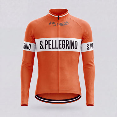 UK CLEARANCE - San Pellegrino Long Sleeve Retro Cycling Jersey UK Clearance- Retro Peloton