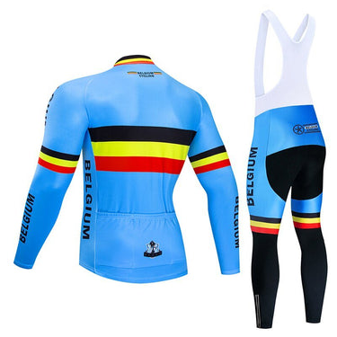 Belgium Cycling Team Retro Cycling Jersey Long Set (With Fleece Option) Retro Cycling Set - Retro Peloton