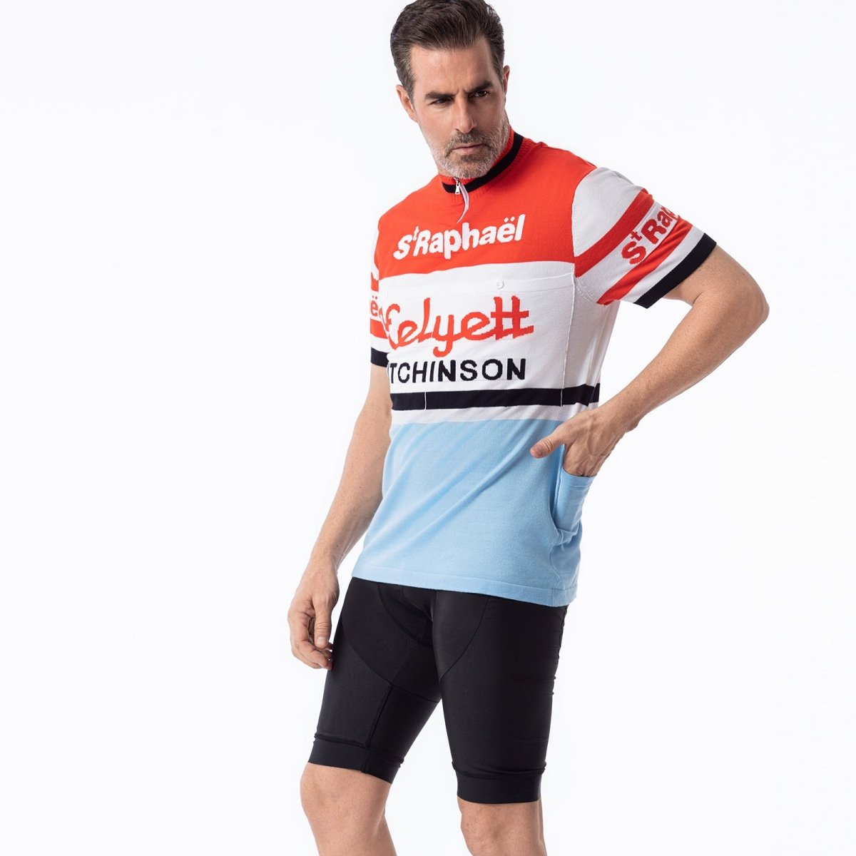 St Raphael Helyett Hutchinson Deluxe Merino Wool Retro Cycling Jersey Retro Wool Cycling Jersey- Retro Peloton
